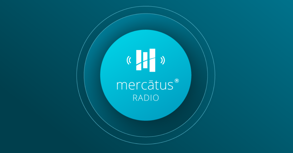 Mercatus Radio, the old logo on a blue background